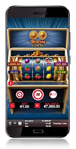 Roaring Coins portrait mobile layout with compact 3x3 reels