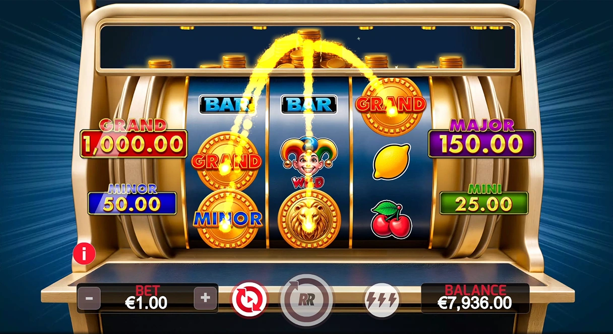 Roaring Coins 3x3 base game with lion coins and fixed prizes